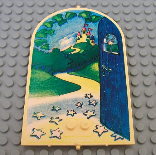 Belville, Wall, Door 1 × 10 × 12 Arched Swivel with Open Door and Castle Print Light Yellow