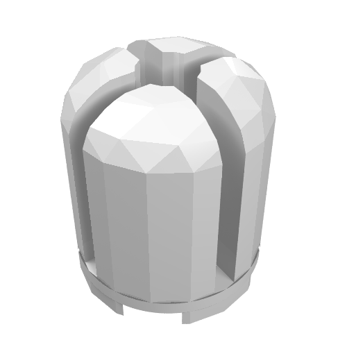 Brick Round 2 × 2 × 2 Dome Top with Cross Cut Slots Weiß
