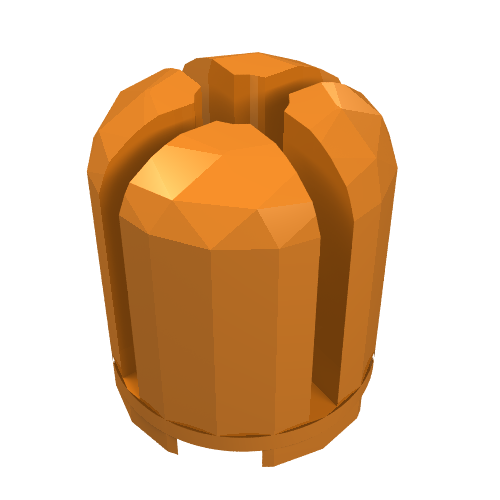 Brick Round 2 × 2 × 2 Dome Top with Cross Cut Slots Orange