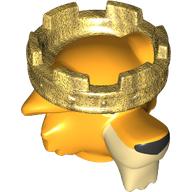Minifig Head Special Lion with Golden Crown print (Prince John) Leuchtendes Hellorange