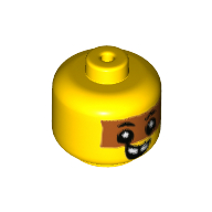 Minifig Head Baby / Toddler with Dark Orange Band for Eyes, Open Mouth Smile with Missing Tooth Print Yellow