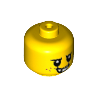 Minifig Head Baby / Toddler with Freckles, Angry Smile with Missing Tooth Print Gelb