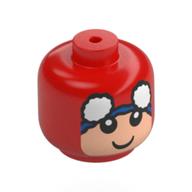 Minifig Head Baby / Toddler with Light Nougat Face, Spider-Man Mask, White Eyes, Blue Line print Red
