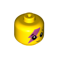 Minifig Head Baby / Toddler with Smile and Dark Pink Lightning on Right Eye Yellow