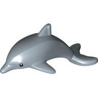 Animal, Dolphin with Black Eyes and White Pupils Print Sandblau