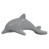 Animal, Dolphin with Black Eyes and White Pupils Print Light Bluish Gray