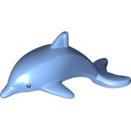 Animal, Dolphin with Black Eyes and White Pupils Print Medium Blue