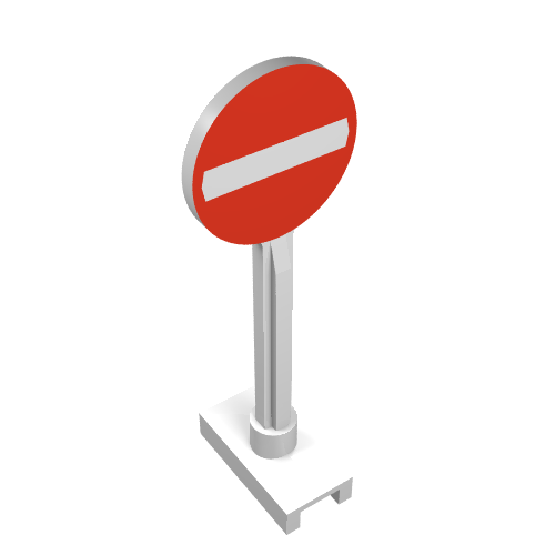 Road Sign Round with No Thoroughfare / No Entry Print Weiß
