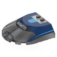 Windscreen 6 × 6 × 1 1/3 with 'BUGATTI', Dark Blue Roof, Dark Azure Lines print Trans-Black