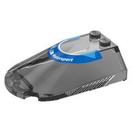 Windscreen 4 × 6 × 1 1/3 with Black/Silver Stripes, Blue Cockpit, 'Motorsport' print Trans-Black