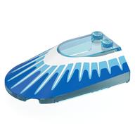 Windscreen 4 × 6 × 1 1/3 with Blue Surface, Medium Azure/White Fins print (Hyperdrive) Trans-Light Blue