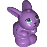 Animal, Rabbit / Bunny, Baby Sitting with Blue Eyes and Black Nose Print Mittellavendel
