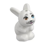 Animal, Rabbit / Bunny Sitting with Dark Bluish Grey Mustache, Brow/Blue Eyes print White