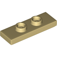 Plate Special 1 × 3 with 2 Studs with Groove and Inside Stud Holder (Jumper) Tan