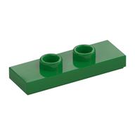 Plate Special 1 × 3 with 2 Studs with Groove and Inside Stud Holder (Jumper) Grün