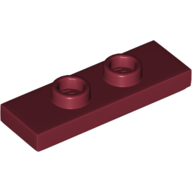 Plate Special 1 × 3 with 2 Studs with Groove and Inside Stud Holder (Jumper) Dark Red