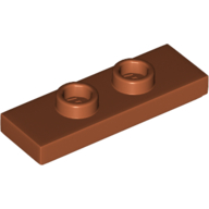 Plate Special 1 × 3 with 2 Studs with Groove and Inside Stud Holder (Jumper) Dark Orange