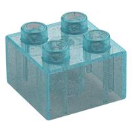 Duplo Stein 2 × 2 Glitter Trans-Light Blue