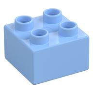 Duplo Stein 2 × 2 Leuchtendes Hellblau