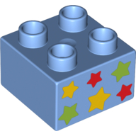 Duplo Brick 2 × 2 with 6 Stars Print Medium Blue