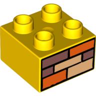 Duplo Brick 2 × 2 with Orange, Tan, and Sand Red Bricks Print
