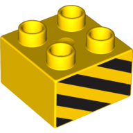 Duplo Stein 2 × 2 mit schwarz-gelben Warnstreifen (bedruckt)