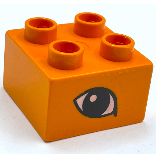 Duplo Brick 2 × 2 with Eye, Lion's Print Orange