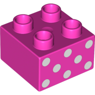 Duplo Brick 2 × 2 with 8 White Dots Print Dunkelrosa