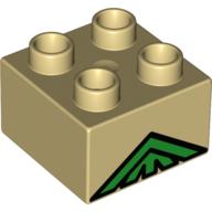 Duplo Brick 2 × 2 with Green Lattice Peak Print Tan