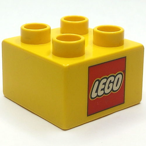 Duplo Brick 2 × 2 with Lego Logo Print