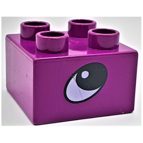 Duplo Brick 2 × 2 with Eye, Rhino's Print on Two Sides Lila