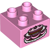 Duplo Brick 2 × 2 with Fancy Cake Print