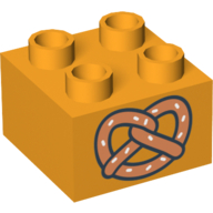 Duplo Brick 2 × 2 with Pretzel Print Bright Light Orange