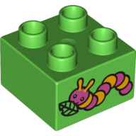 Duplo Brick 2 × 2 with Caterpillar Print Hellgrün