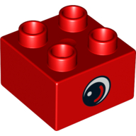 Duplo Brick 2 × 2 with Eye with White Spot and Varied Color Curve inside a Black Circle Print on Both Sides