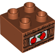 Duplo Brick 2 × 2 with Apples in Crate Print Dark Orange
