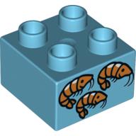 Duplo Brick 2 × 2 with 3 Orange Shrimp Print Mittelazur