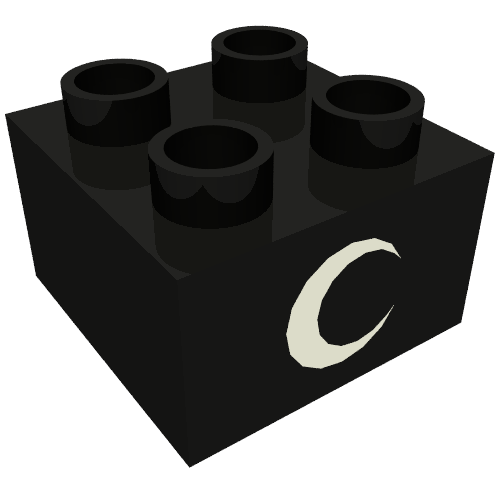 Duplo Brick 2 × 2 with Eye without White Spot Print, on Two Sides Black