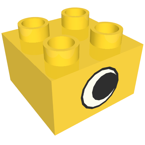 Duplo Brick 2 × 2 with Eye without White Spot Print, on Two Sides