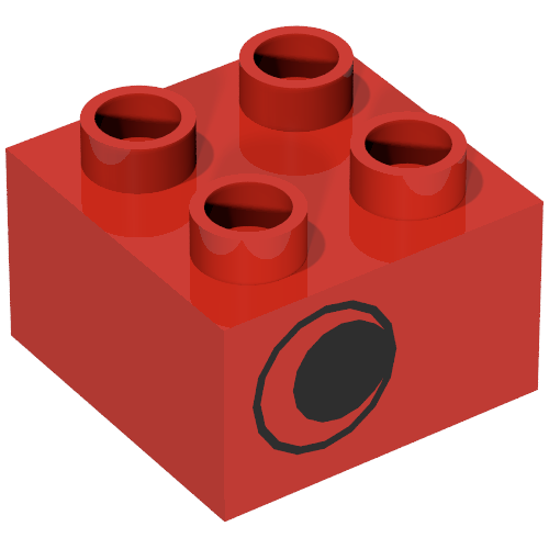 Duplo Brick 2 × 2 with Eye without White Print, on One Side, Offset Left Rot