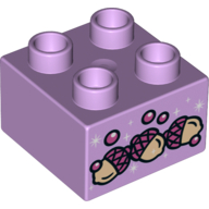 Duplo Brick 2 × 2 with Acorns Print Lavender