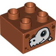 Duplo Brick 2 × 2 with Dinosaur Skull Print Dark Orange