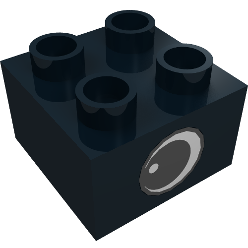 Duplo Brick 2 × 2 with Eye with White Spot Print, on Two Sides - Type 1 Black
