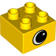 Duplo Brick 2 × 2 with Eye with White Spot Print, on Two Sides - Type 1