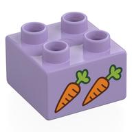 Duplo Brick 2 × 2 with 2 Carrots Print Lavendel
