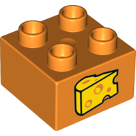 Duplo Brick 2 × 2 with Cheese Print Orange