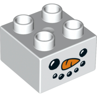Duplo Brick 2 × 2 with Snowman Face print White