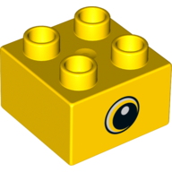 Duplo Brick 2 × 2 with Eye, White Sclera and Spot in Pupil on both sides Print Gelb