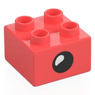 Duplo Brick 2 × 2 with Eye with White Teardrop Spot / Closed Eye Print Coral