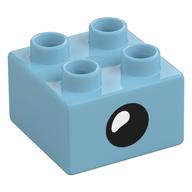 Duplo Brick 2 × 2 with Eye with White Teardrop Spot / Closed Eye Print Medium Azure
